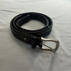 Tommy Hilfiger Black Braided Leather Belt